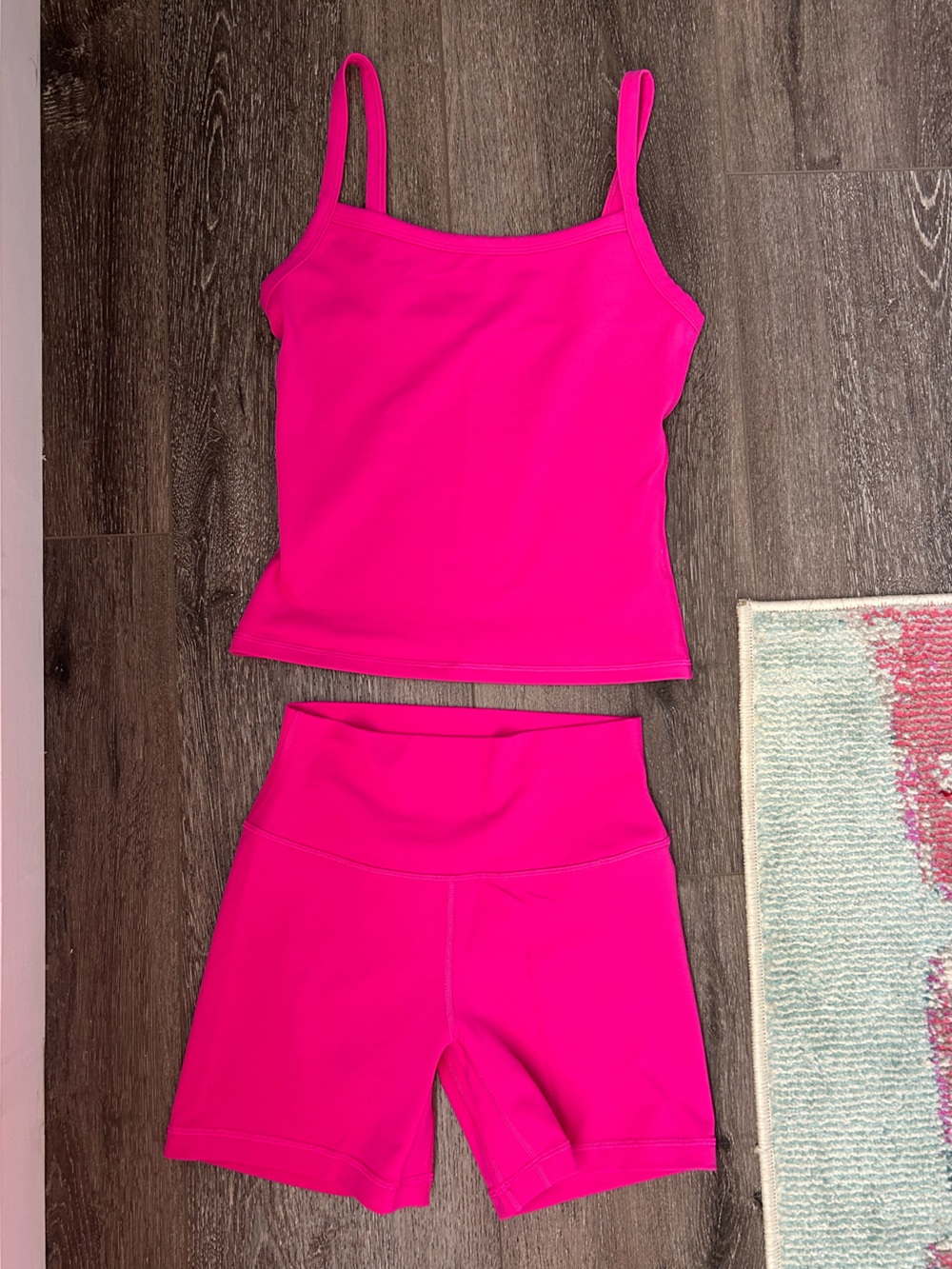 Aritzia TNA Golden Vital Pink Tank & Biker Shorts Set